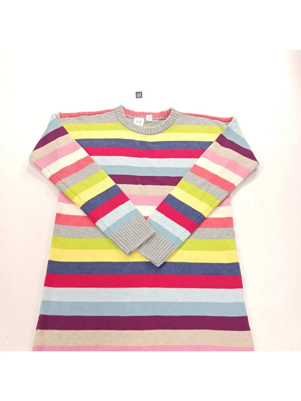 Gap Kids Girls' Multicolor Striped Cotton Blend Dress Size M (8-9)